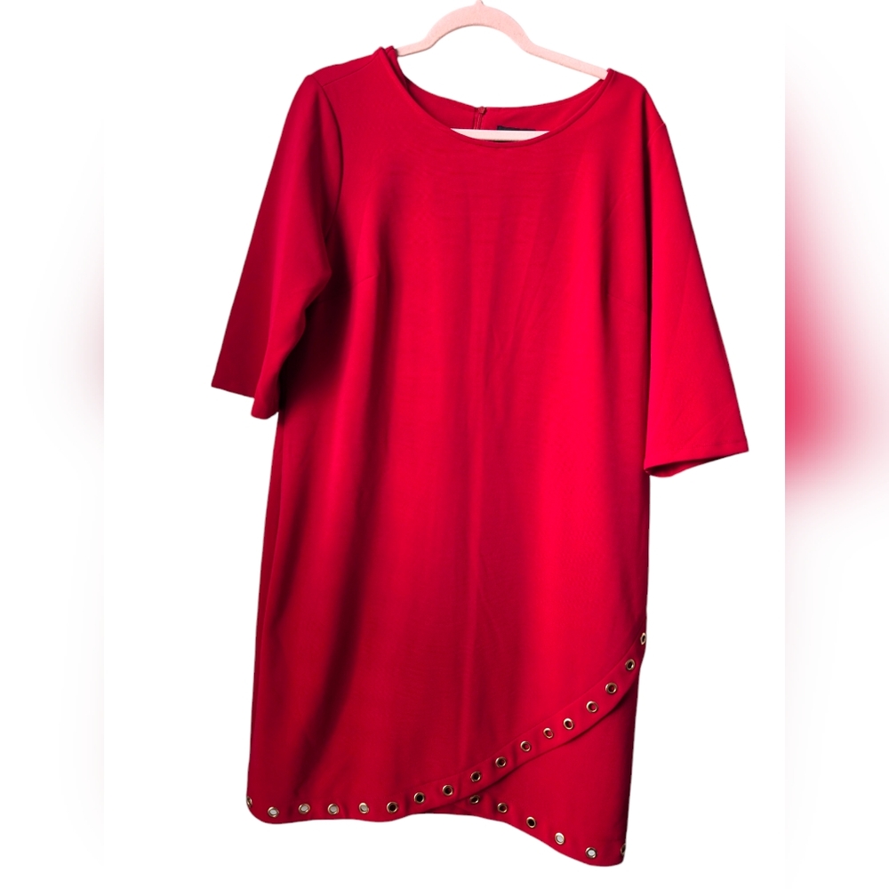 ILE New York Red Grommet Midi Dress Size 16